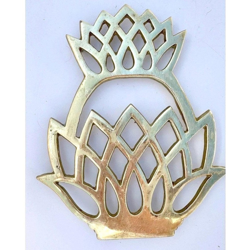 VTG 1976 Brass Trivet Pineapple Virginia Metalcrafters Welcome Housewarming